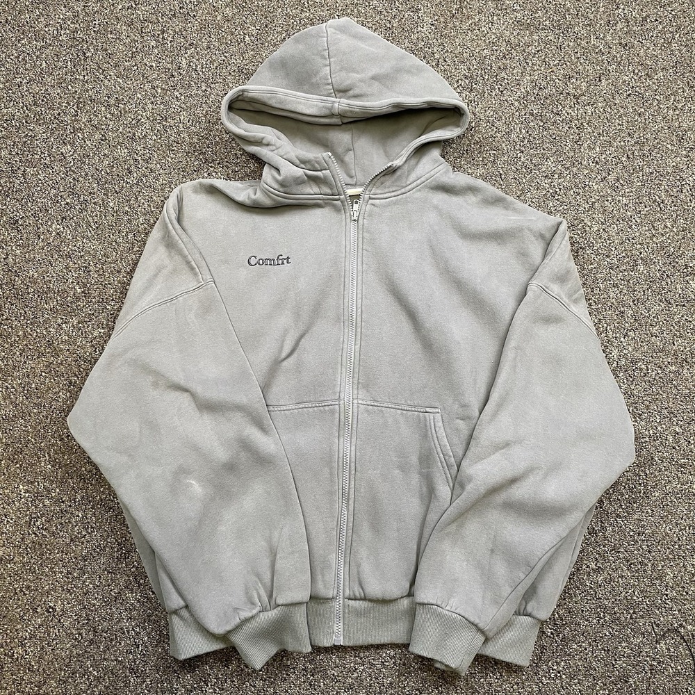 Comfrt Zip up Oversized Hoodie Sweatshirt - Charcoal/ Dark Grey Size Medium